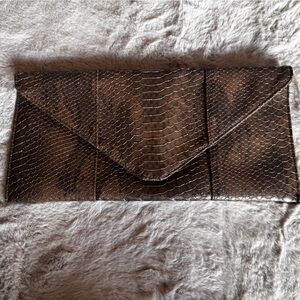 Brown Snakeskin Pattern Clutch